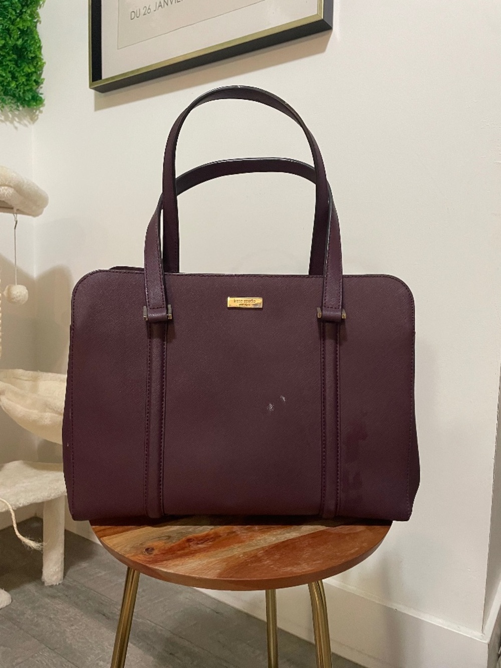 2010s kate spade Saffiano Leather Shoulder Bag in Plum/Merlot/Burgundy